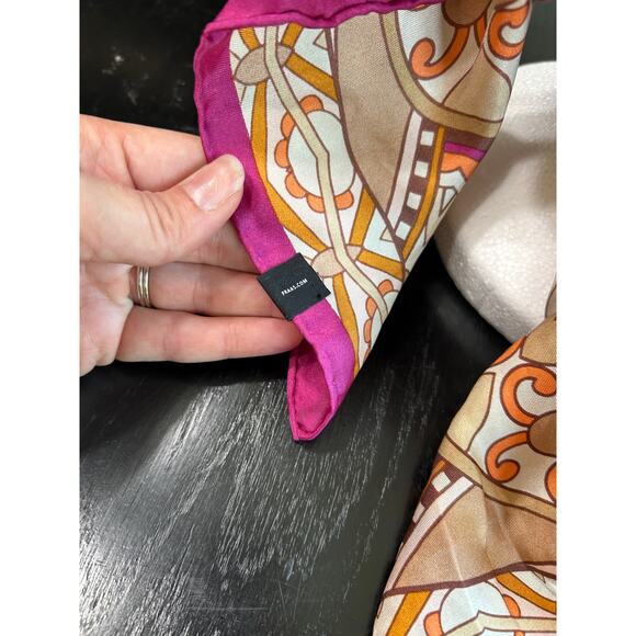 Fraas Silky Square Scarf- Headscarf, neckscarf, purse tie- bright orange pink - Picture 6 of 7